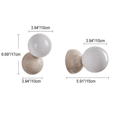 Japanese Minimalist Round Ball Stone 1-Light Wall Sconce Lamp