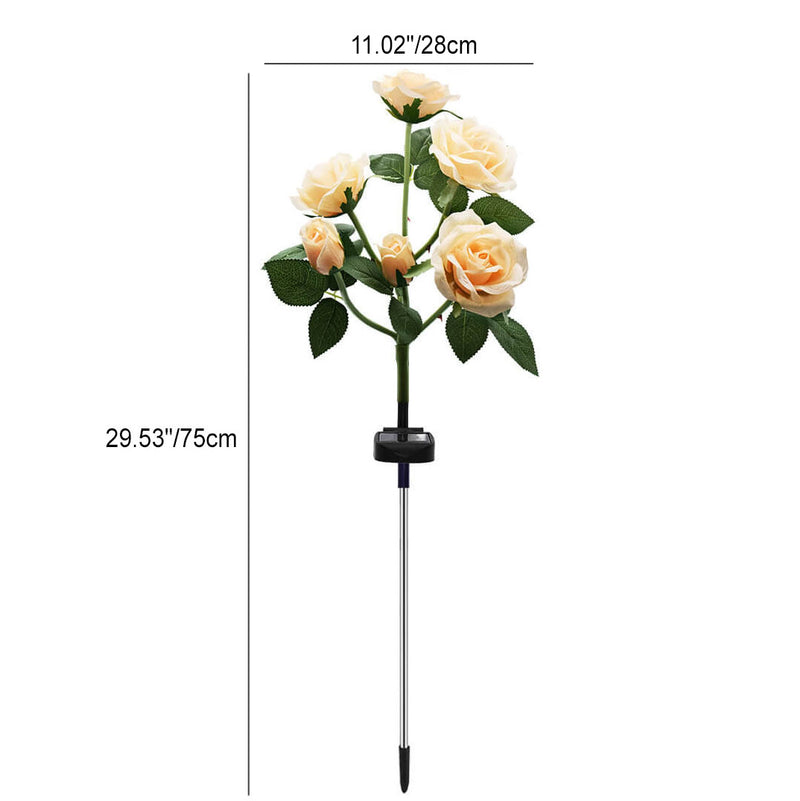 Solar Simple Silk Rose LED Outdoor Lawn Decorative Ground Plug Light