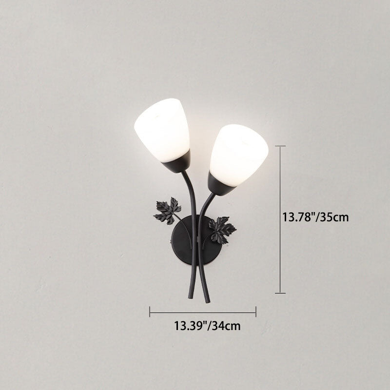 Scandinavian Minimalist Iron Glass Flower Bud Shape 1/2-Light Wall Sconce Lamp