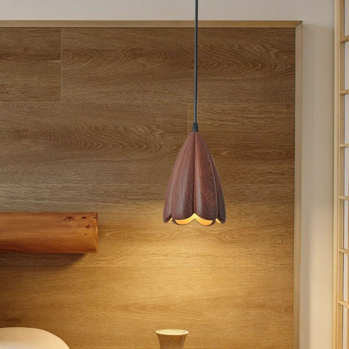 レトロ侘び寂びトランペットフラワーレジンシェード1灯ペンダント