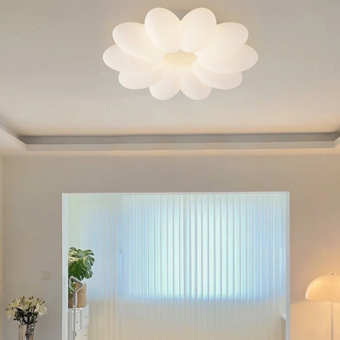 Zeitgenössische kreative florale Eisen PVC LED Semi-Flush Mount Deckenleuchte für Wohnzimmer 