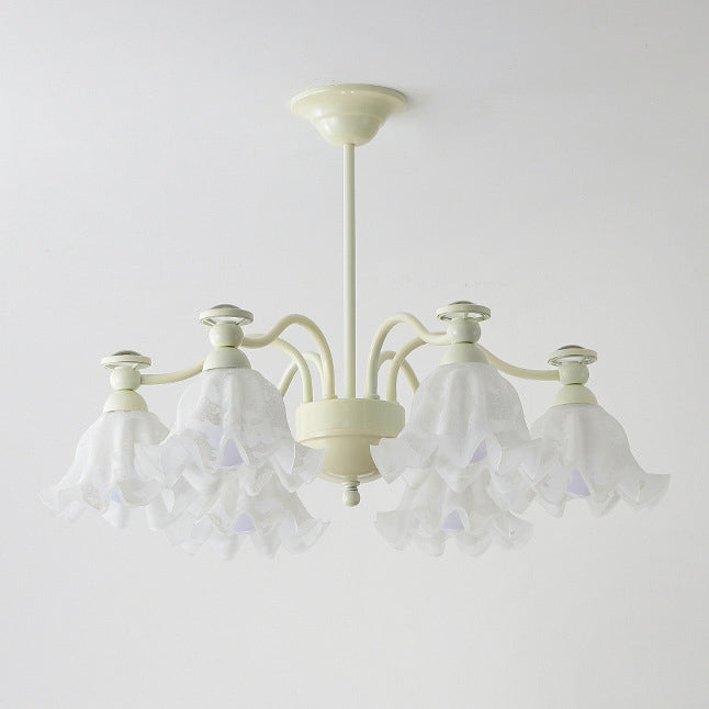 Lustre traditionnel en verre avec motif floral et branches en fer, 6/8 lumières pour chambre 