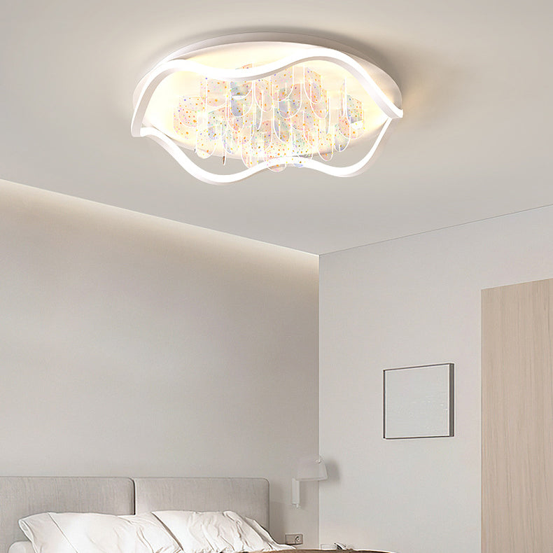 Zeitgenössische kreative Eisen Acryl Runde Wolke Stern Stück LED Unterputz Deckenleuchte für Wohnzimmer 