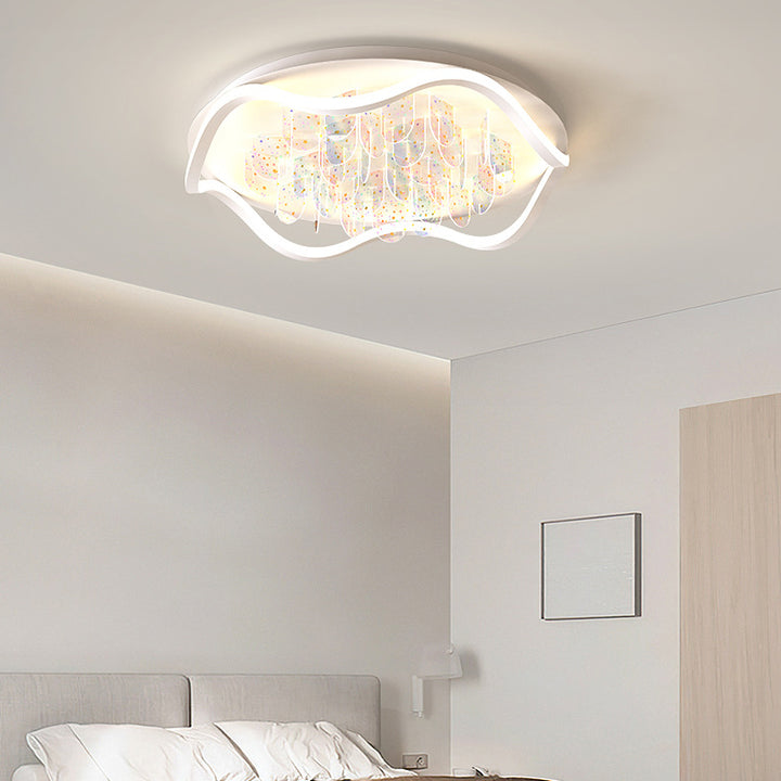 Zeitgenössische kreative Eisen Acryl Runde Wolke Stern Stück LED Unterputz Deckenleuchte für Wohnzimmer 