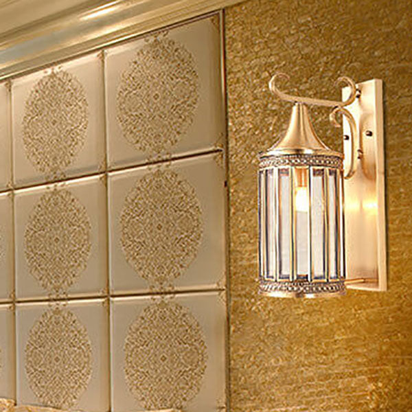Zeitgenössische Luxus-Kupfer-Glas-Röhrenschirm 1/3-Licht Wandleuchte für Wohnzimmer 