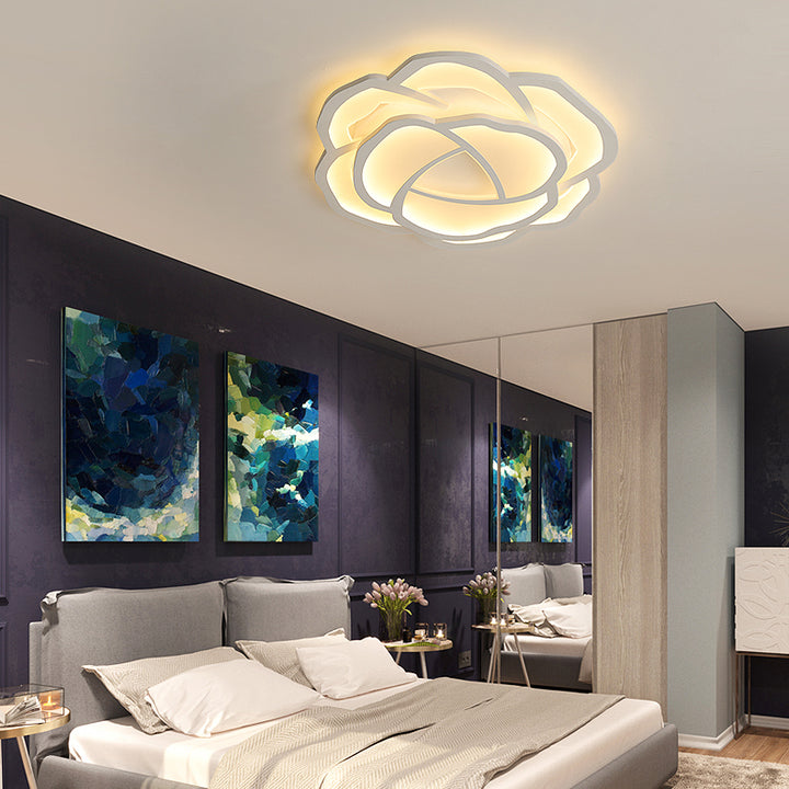 Moderne minimalistische Rose Form Eisen Acryl LED Unterputz Deckenleuchte für Schlafzimmer 