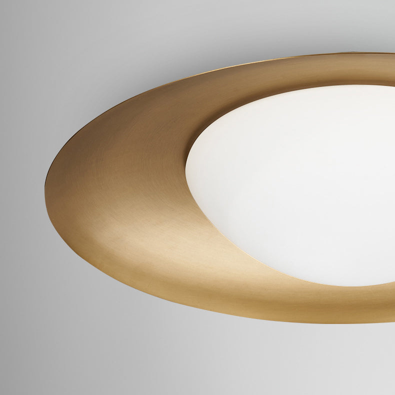 Moderne minimalistische runde Kupferglas-LED-Deckenleuchte für Wohnzimmer 