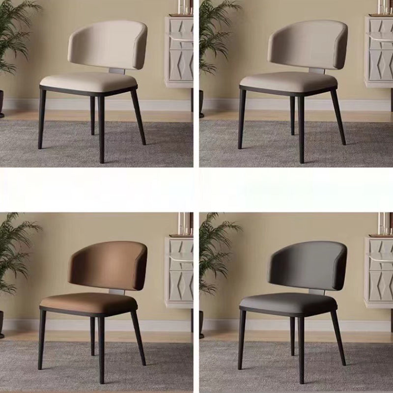 Modern Minimalist Microfiber Leather Carbon Steel Sponge Square Dining Chair Backrest For Dining Room