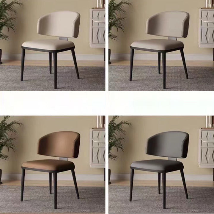 Modern Minimalist Microfiber Leather Carbon Steel Sponge Square Dining Chair Backrest For Dining Room