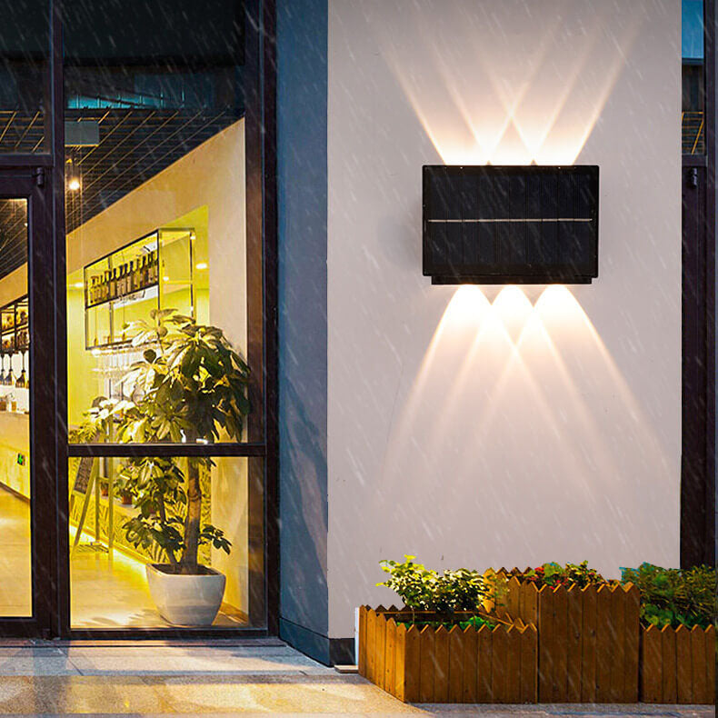 Modern Minimalist Outdoor Solar Square Panel Plastic LED Waterproof Outdoor Wall Sconce Lamp for Outdoor Patio