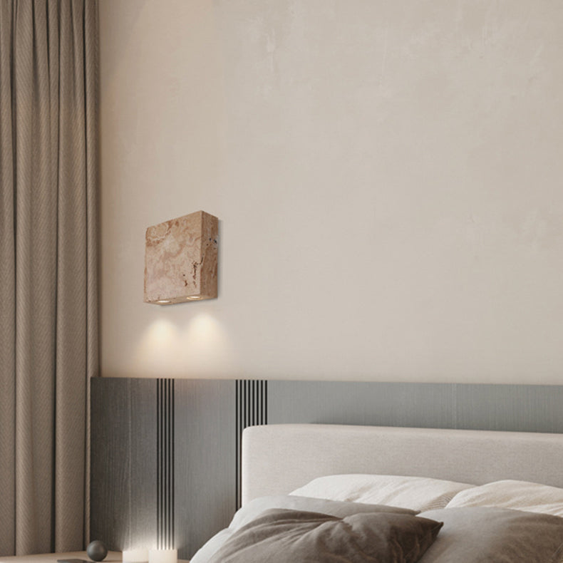 Traditionelle japanische quadratische Wandleuchte aus Stein mit 2 Lichtern für Schlafzimmer 
