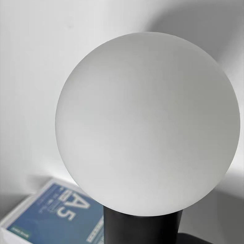 Lampe de table contemporaine nordique en résine avec boule en verre et cylindre cactus à 2 lumières pour chevet 