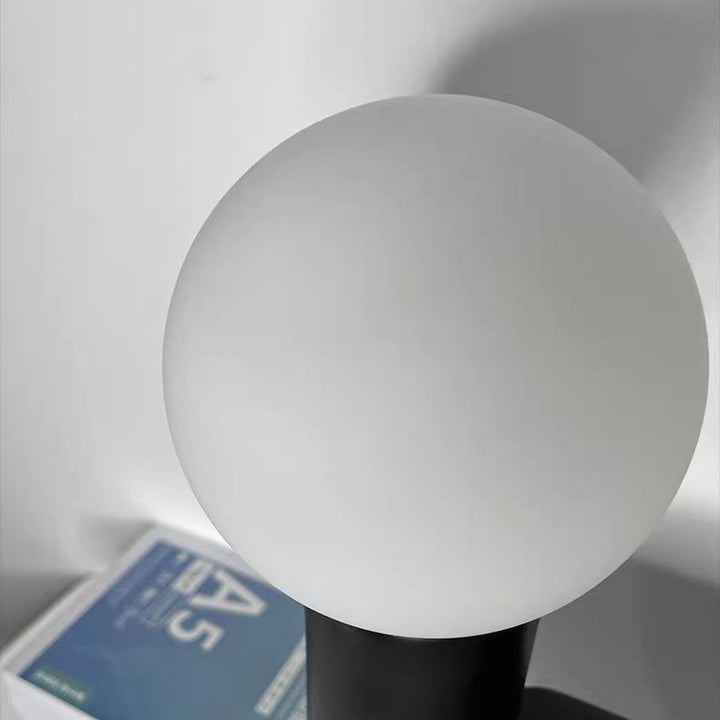 Lampe de table contemporaine nordique en résine avec boule en verre et cylindre cactus à 2 lumières pour chevet 