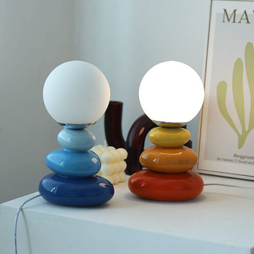 Nordic Creative Ceramic Colorful Stacked Stones LED USB Table Lamp