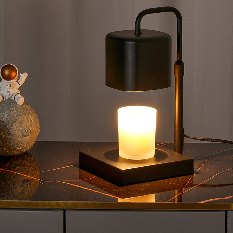 Lámpara de mesa de cera derretida de hierro cuadrado minimalista moderno de 1 luz para dormitorio 