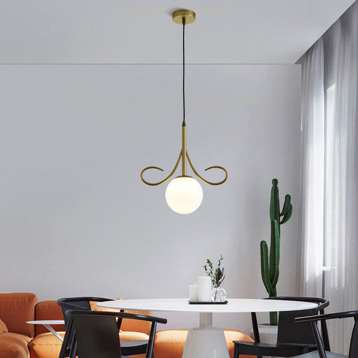 Lustre suspendu à 1 lumière en fer avec abat-jour en verre moderne et luxueux pour salon 