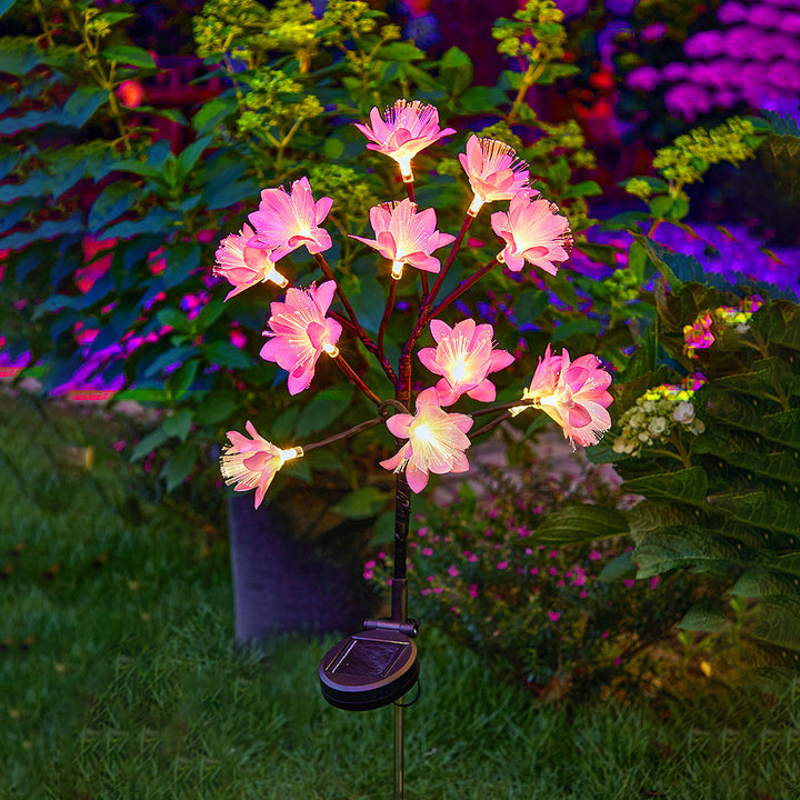 Lumière de pelouse décorative à fiche de sol LED Camélia ABS créative moderne solaire 