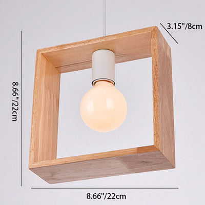 Moderne Einfachheit Holz Geometrische Form 1-Licht Pendelleuchte für das Wohnzimmer 