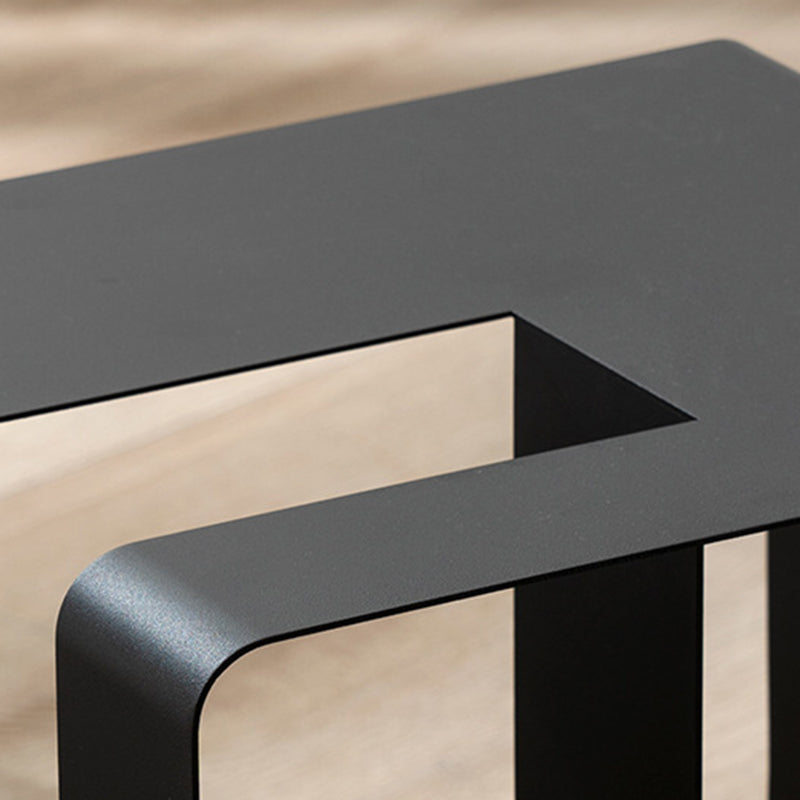 Mesa Auxiliar Moderna Minimalista Rectangular Cúbica de Hierro con 2 Almacenamientos para Sala de Estar 