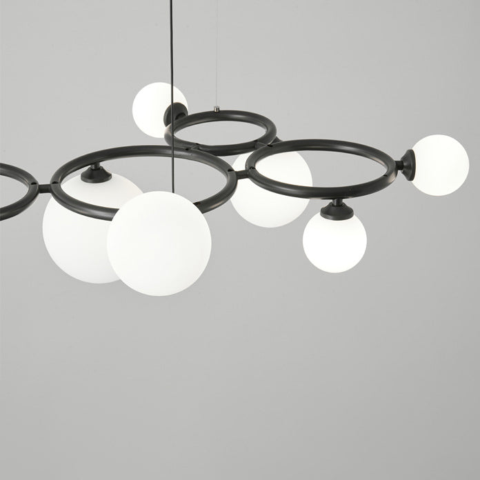 Lustre moléculaire moderne du milieu du siècle en cuivre avec cadre rond en verre Magic Bean 5/7/9 lumières pour salon 
