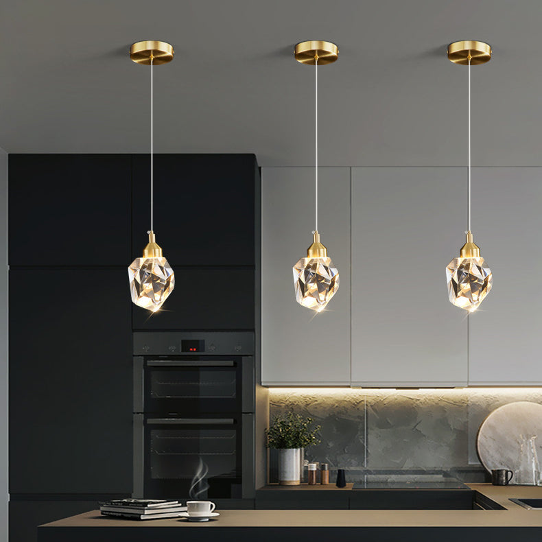 Moderne Luxus funkelnde Kristall Stein Eisen 1-Licht Pendelleuchte für Wohnzimmer