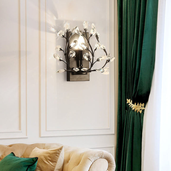 Modern Creative Light Luxury Crystal Leaf 1-Light Wall Sconce Lamp