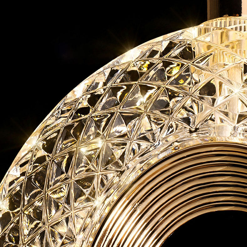 Zeitgenössischer Luxus Zinklegierung Acrylschirm Ovaler Ring LED Kronleuchter für das Wohnzimmer 