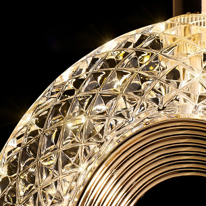 Zeitgenössischer Luxus Zinklegierung Acrylschirm Ovaler Ring LED Kronleuchter für das Wohnzimmer 