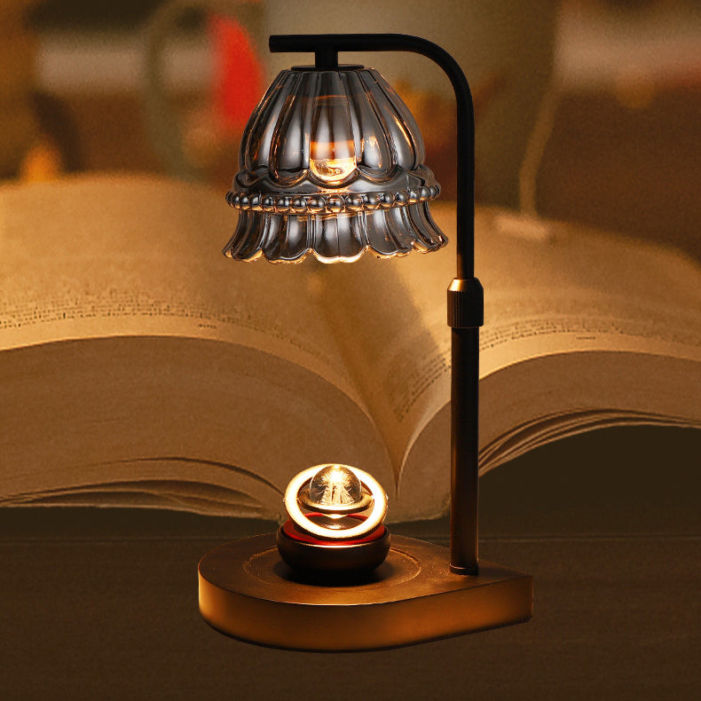 Moderne Art Deco Blume Typ Holz Glas 1-Licht Schmelzen Wachs Tisch Lampe Für Schlafzimmer 