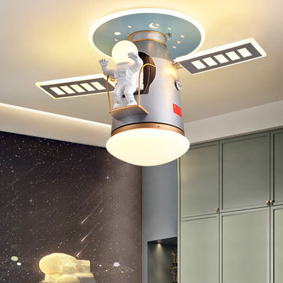 Creative Simplicity Spaceman Astronaut LED Kids Flush Mount Ceiling Light