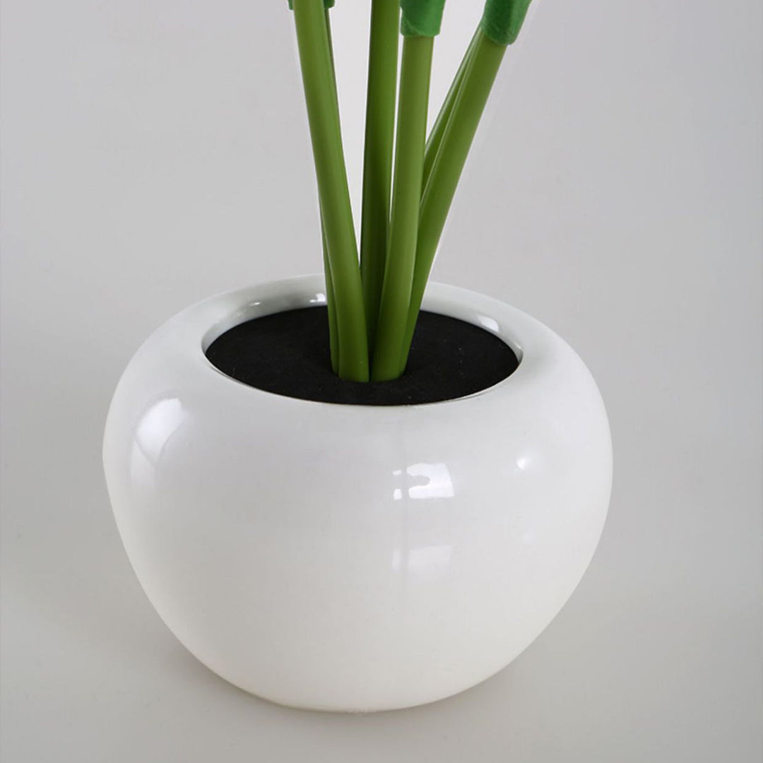 Moderne Art Deco PU Keramik Tulpe Simulierte Blume LED Tisch Lampe Für 