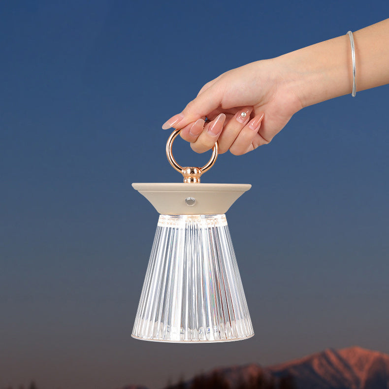 Lámpara de Mesa LED Portátil de Hierro Acrílico Semi-Cónica de Simplicidad Contemporánea Luz Nocturna para Dormitorio 