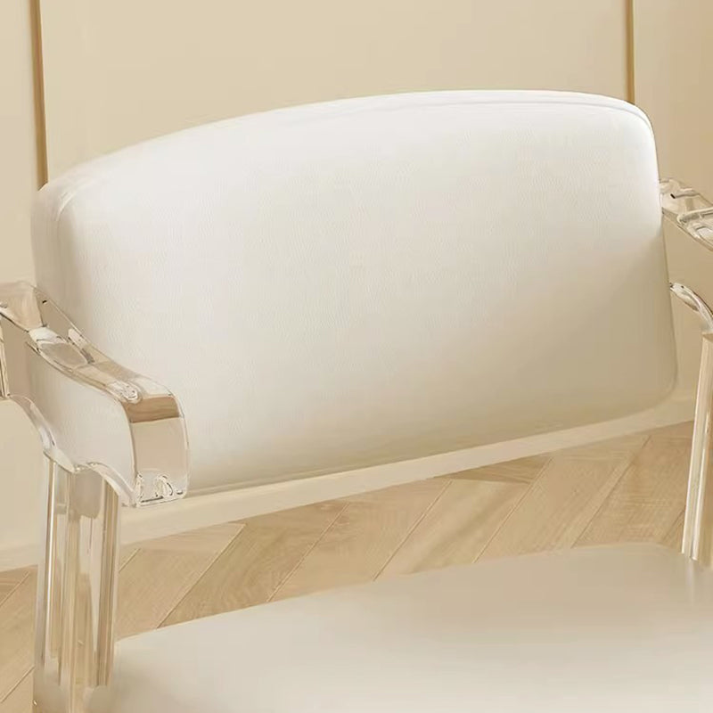 Modern Minimalist Square Microfiber Leather Acrylic Vanity Stool Backrest For Bedroom