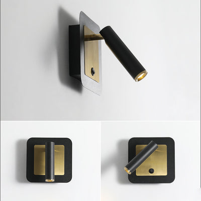 Lámpara Aplique de Pared LED de Metal Cilíndrico Cuadrado Redondo Giratorio Minimalista Moderna para Dormitorio 