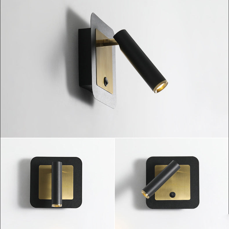 Lámpara Aplique de Pared LED de Metal Cilíndrico Cuadrado Redondo Giratorio Minimalista Moderna para Dormitorio 