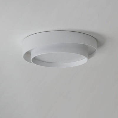 Simplicité Contemporaine Plafonnier LED en Fer à Deux Couches avec Abat-jour Rond pour Salon 