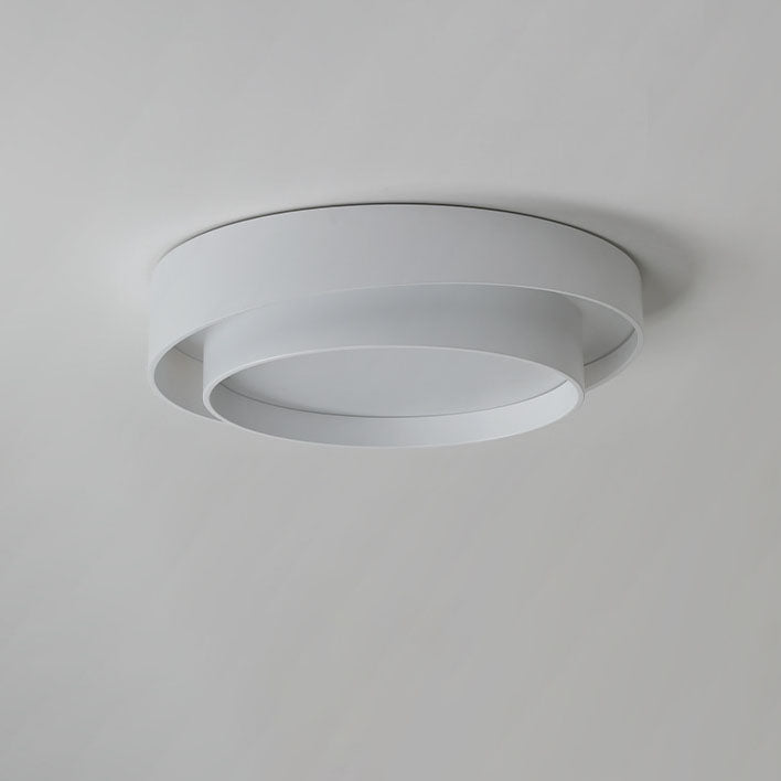 Simplicité Contemporaine Plafonnier LED en Fer à Deux Couches avec Abat-jour Rond pour Salon 