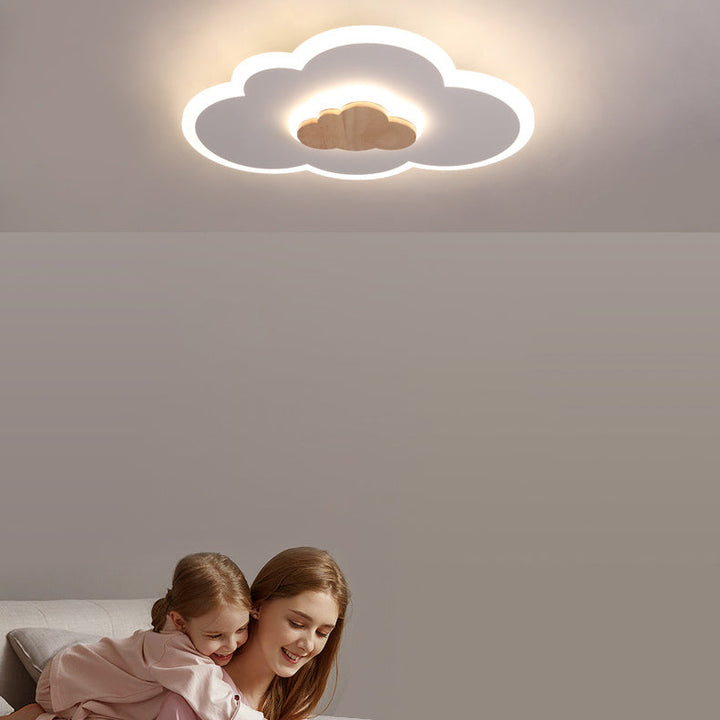 Contemporáneo Creativo Nubes Madera Hierro Acrílico LED Luz de Techo Empotrada Para Dormitorio 