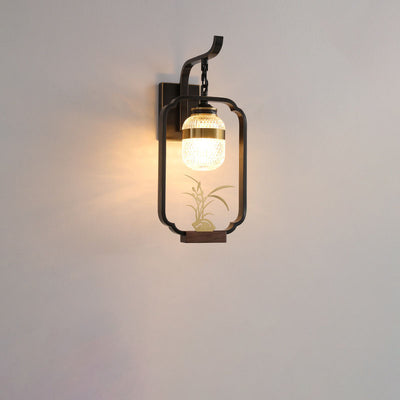 Modern Vintage Light Luxury Plant Copper Crystal Glass 1-Light Wall Sconce Lamp