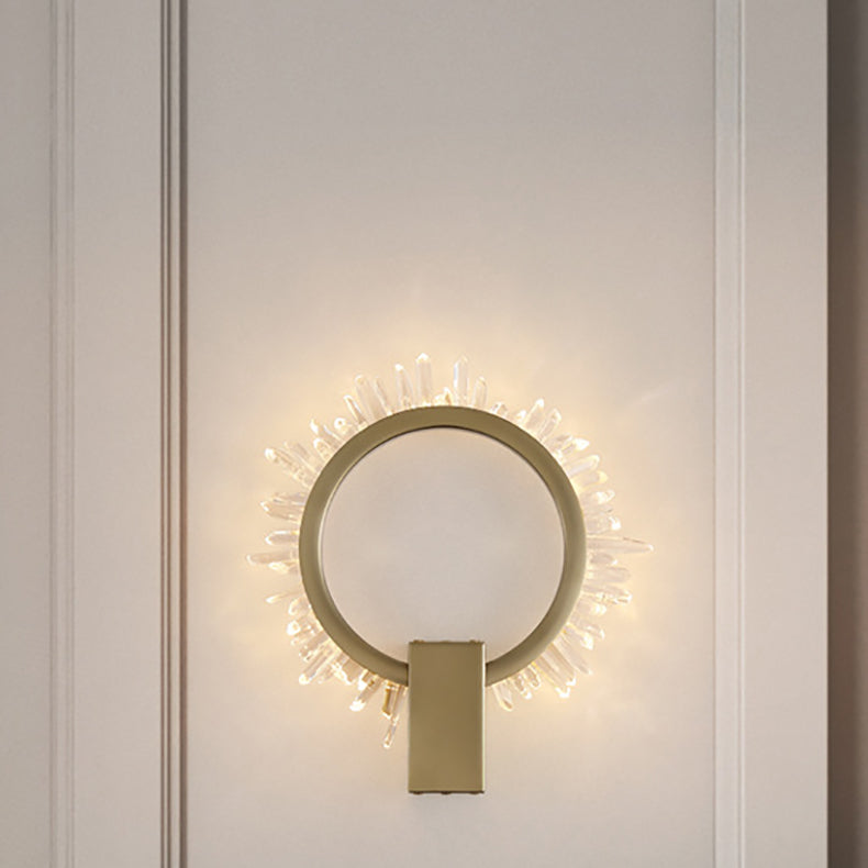 Zeitgenössische Luxus Edelstahl Kristall Sonnenblumen Design LED Wandleuchte Lampe Für Wohnzimmer 