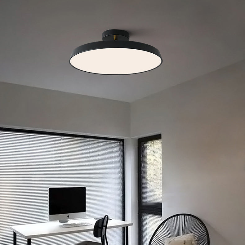 Moderne minimalistische runde Hardware Acryl LED Semi-Flush Mount Deckenleuchte für Wohnzimmer 