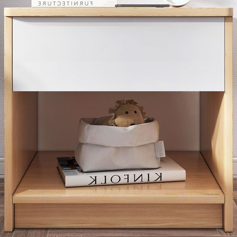 Table de chevet moderne en panneau de densité à dessus carré avec 1 tiroir pour chambre à coucher 