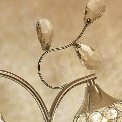 Moderne Art Deco Blumenzweig Design Kristall Eisen 2-Licht Tischlampe für Schlafzimmer 