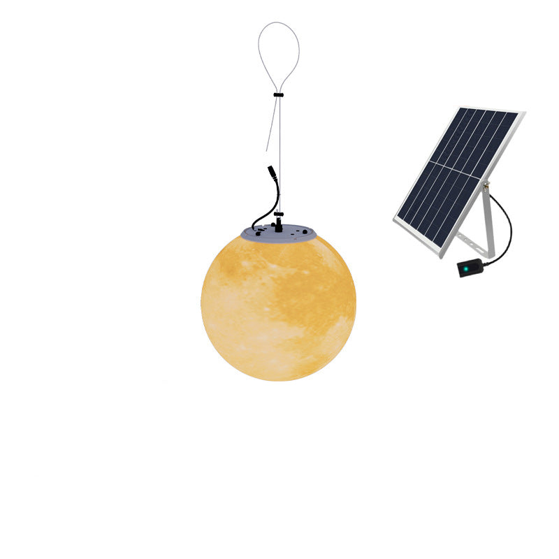 Zeitgenössische nordische wasserdichte Solar-Pendelleuchte aus PE-Harz mit rundem Mond-LED-Licht für Terrasse im Freien 
