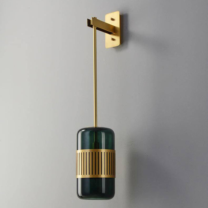 Lámpara de pared cilíndrica de vidrio y hierro de lujo contemporáneo de 1 luz para dormitorio y sala de estar 