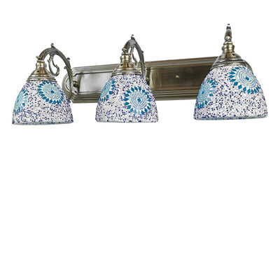Lámpara de aplique de pared frontal de espejo de tocador de baño con 3 luces de Tiffany Mediterráneo de vidrio teñido 