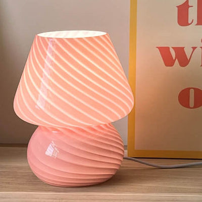 Modern Minimalist Striped Mushroom Glass 1-Light Table Lamp