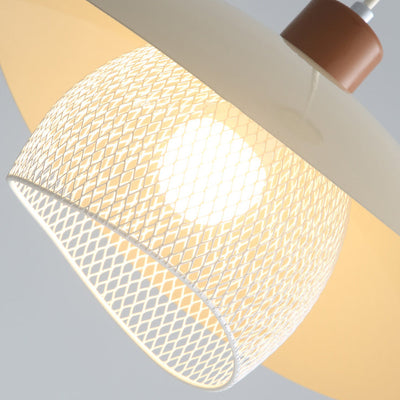 Moderne minimalistische cremefarbene runde Pod-Pendelleuchte aus Eisen mit 1 Licht für das Wohnzimmer 