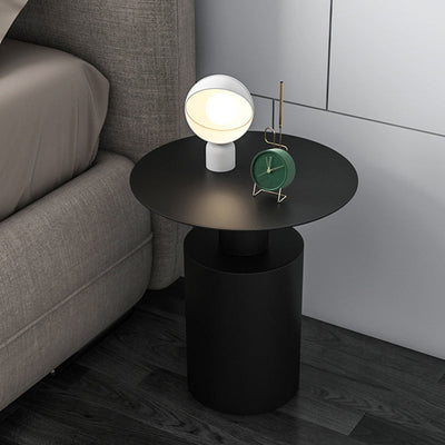 Table de nuit moderne minimaliste en cylindre rond en fer avec 1 plateau pour le chevet 
