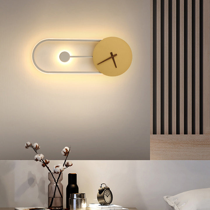 Applique murale LED en fer acrylique de forme ovale ronde scandinave contemporaine pour chambre 